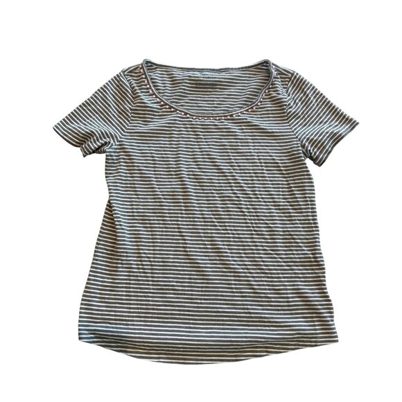 Talbots Womens Striped Scoop Neck Short Sleeve T-Shirt Medium Pima Cotton - Picture 1 of 6